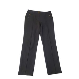 Alfani Women's Black Straight Leg Gold Button Dress Trousers Size 8